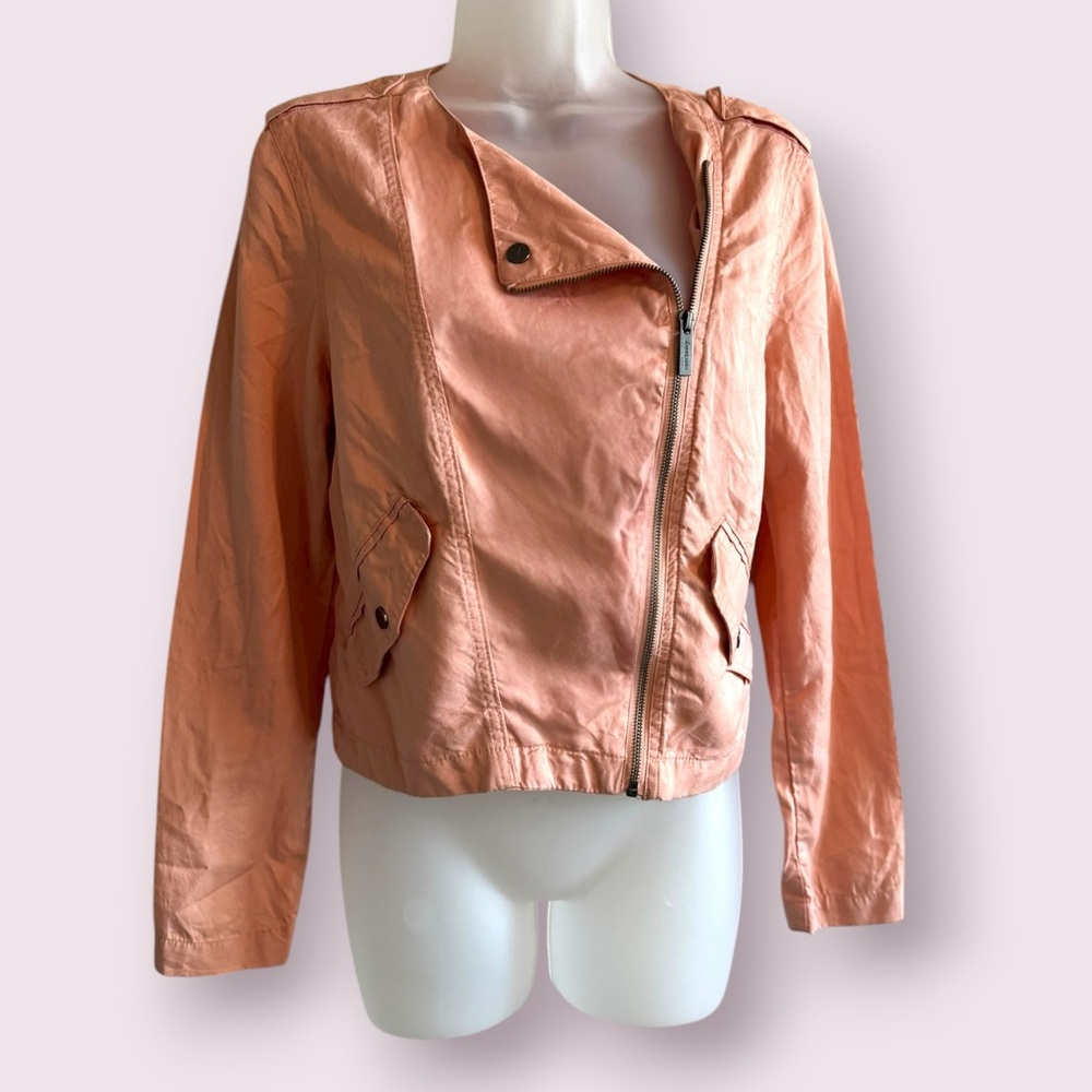 Sanctuary Peach Moto Jacket Asymmetrical Zip Lightweight Size S
